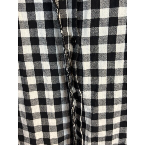 SEZANE Louise Button Up Shirt Black White Gingham 38 Ruffle Cotton Plaid Classic - Picture 5 of 14